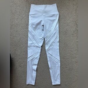 ALO Yoga White High-Waisted Mesh Panel Leggings